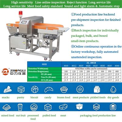 High Sensitivity Conveyor Belt Food Metal Detector Machine for Meat Fish Seafood Vegetable Fruit Snack Food Industry Inspection